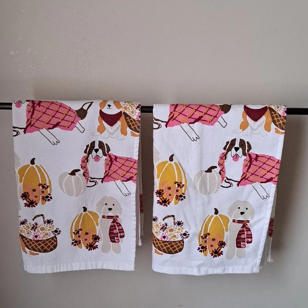 5 Dog Themed Hand Towels (4th/July, Summer, Fall, Dachsund, Corgi, St. Bernard)